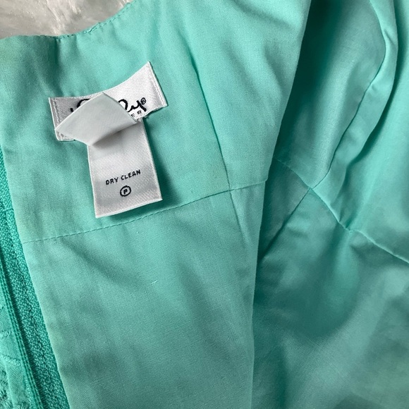 Lilly Pulitzer Size 0 Eyelet Layered Vintage Teal Green Empire  Waist Dress - Picture 13 of 14